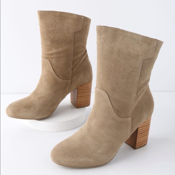 Distressed Genuine Suede Leather Mid Calf Booties - Picture 4 of 4